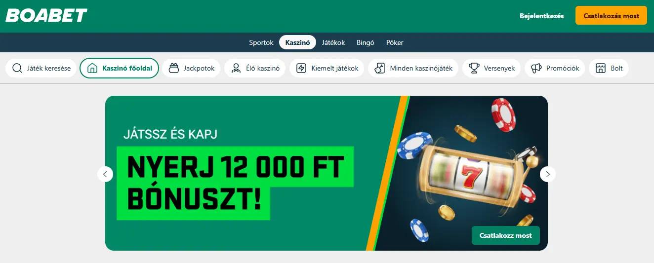 BoaBet Casino nyitóoldal – online kaszinó és nyerőgépek magyar játékosoknak
