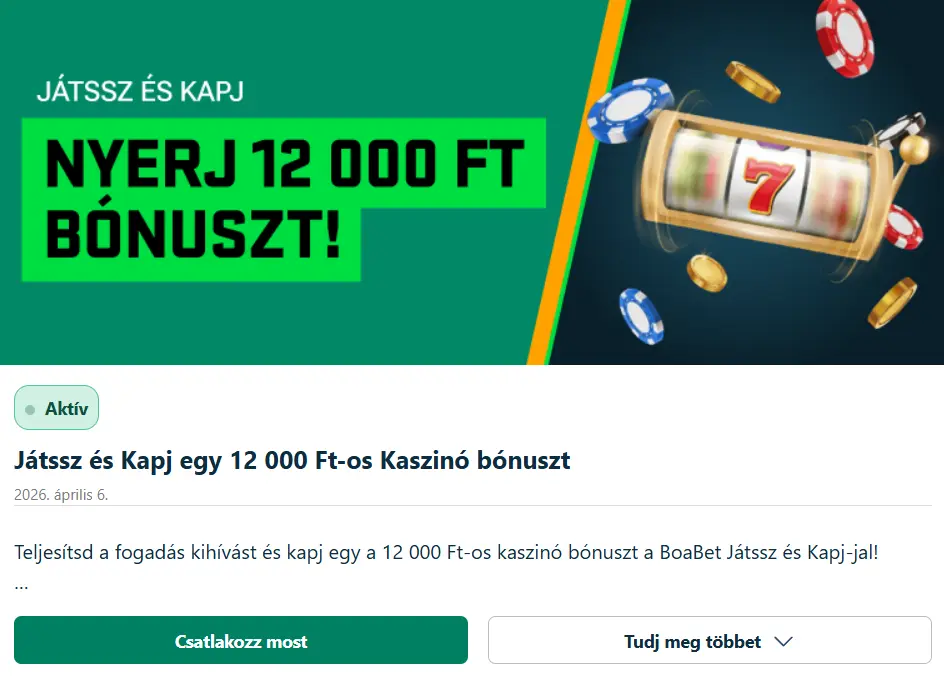 BoaBet Casino üdvözlő bónusz